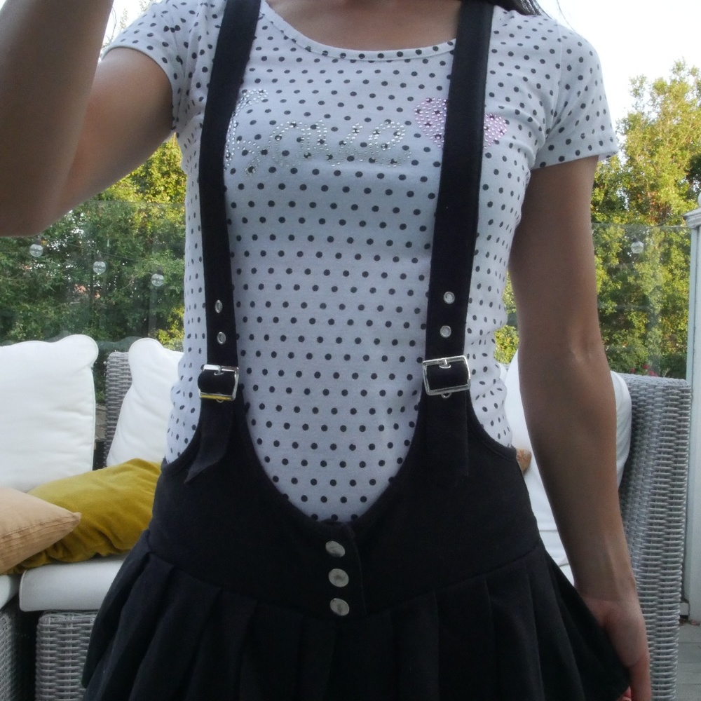 Polka Dot Shirt + Skirt Overalls